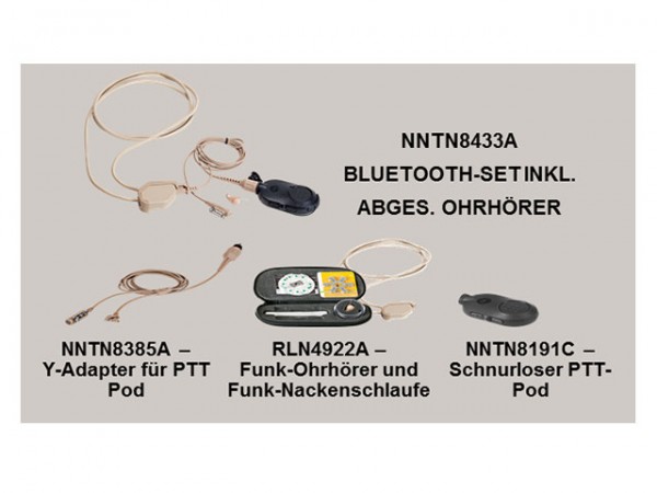 Bluetooth Ohrhörer Set inkl. drahtlosem Ohrhörer + Nackenschlaufe+Bluetooth PTT-Pod+Y Adapterkabel